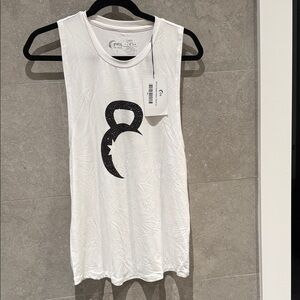 NWT Zyia White Muscle Tee with Black Kettlebell Design